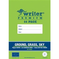 Writer Premium Exercise Book 14mm Dotted Thirds Ground Grass Sky 64 Page