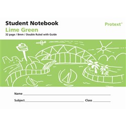 Protext Student Note Book 240 x 175mm Double Ruled 8mm/Guide 32 Page Lime Green