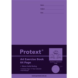 Protext Exercise Book A4 18mm Solid Ruled - Frog 64 Page