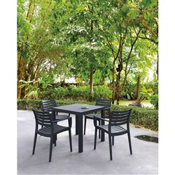 Siesta Ares 80 5 Piece Outdoor Dining Set With Artemis Arm Chairs Anthracite