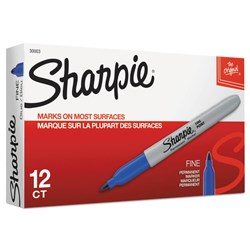 Sharpie Fine Point Marker Permanent 1.0mm Blue Box Of 12