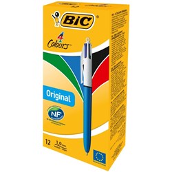 Bic 4 Colours Original Ballpoint Pens Retractable Medium 1mm Box Of 12