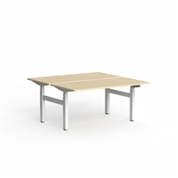 Klass Electric Height Adjust Double Sided Desk 1800W x 1500D x 620-1270mmH Oak/Wht