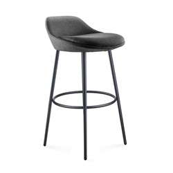 Eros Bar Stool Black Frame Charcoal Fabric Seat