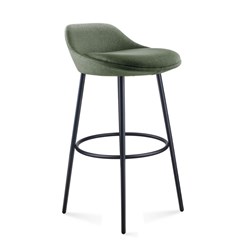 Eros Bar Stool Black Frame Olive Fabric Seat