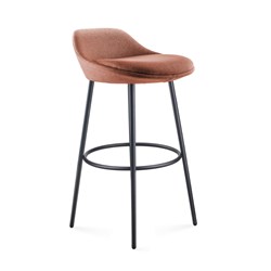 Eros Bar Stool Black Frame Rust Fabric Seat