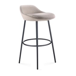 Eros Bar Stool Black Frame Stone Fabric Seat