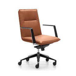 Mirage Executive Chair Medium Back With Arms Tan Leather