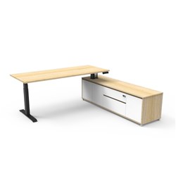 Boost+ Executive Desk RHS Cabinet Height Adjustable 2020W x 1936D Oak/Black