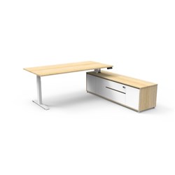 Boost+ Executive Desk RHS Cabinet Height Adjustable 2020W x 2011D Oak/White
