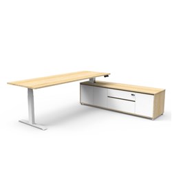 Boost+ Executive Desk RHS Cabinet Height Adjustable 2270W x 1936D Oak/White