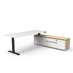 Boost+ Executive Desk RHS Cabinet Height Adjustable 2270W x 1936D White/Blk