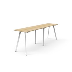 Eternity High Bar Table 3000W x 750D x 1050mmH Natural Oak Top White Frame