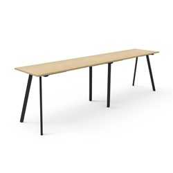 Eternity High Bar Table 3600W x 750D x 1050mmH Natural Oak Top Black Frame