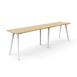 Eternity High Bar Table 3600W x 750D x 1050mmH Natural Oak Top White Frame