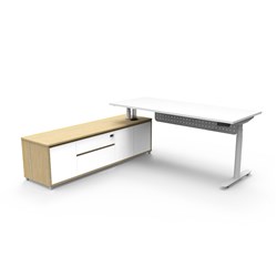 Halo+ Executive Desk + Panel LHS Cabinet Sit Stand 2020W x 2011D White/White
