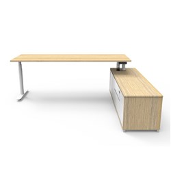 Halo+ Executive Desk RHS Cabinet Height Adjustable 2270W x 1936D Oak/White