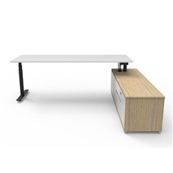 Halo+ Executive Desk RHS Cabinet Height Adjustable 2270W x 1936D  White/Black