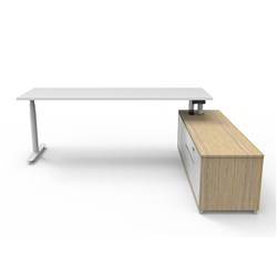 Halo+ Executive Desk RHS Cabinet Height Adjustable 2270W x 1936D White/White