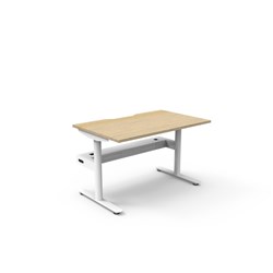 Halo Static Single Sided Workstation + Cable Tray 1200Wx750Dx730mmH Oak/White