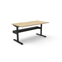 Halo Static Single Sided Workstation + Cable Tray 1500Wx750Dx730mmH Oak/Black