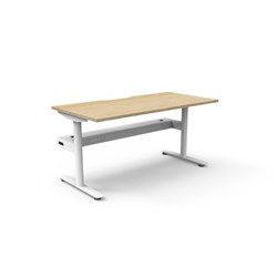 Halo Static Single Sided Workstation + Cable Tray 1500Wx750Dx730mmH Oak/White