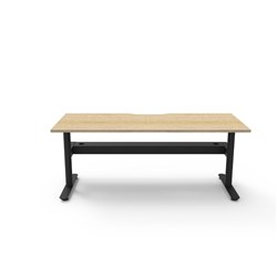 Halo Static Single Sided Workstation + Cable Tray 1800Wx750Dx730mmH Oak/Black