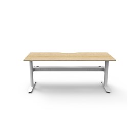 Halo Static Single Sided Workstation + Cable Tray 1800Wx750Dx730mmH Oak/White