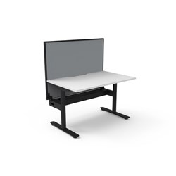 Halo Static Single Sided Workstation+Screen+Tray 1200W x 750D x 1330mmH Wht/Blk