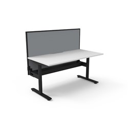 Halo Static Single Sided Workstation+Screen+Tray 1500W x 750D x 1330mmH Wht/Blk
