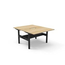 Halo Static Back To Back Workstation + Cable Tray 2 Person 1200Wx730mmH Oak/Blk