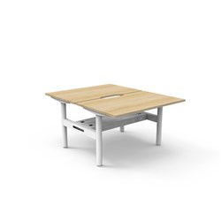 Halo Static Back To Back Workstation + Cable Tray 2 Person 1200Wx730mmH Oak/Wht