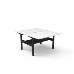 Halo Static Back To Back Workstation + Cable Tray 2 Person 1200Wx730mmH Wht/Blk