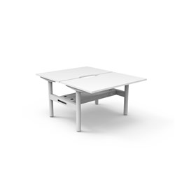 Halo Static Back To Back Workstation + Cable Tray 2 Person 1200Wx730mmH Wht/Wht