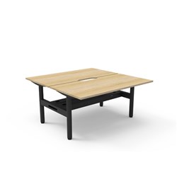 Halo Static Back To Back Workstation + Cable Tray 2 Person 1500Wx730mmH Oak/Blk