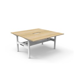 Halo Static Back To Back Workstation + Cable Tray 2 Person 1500Wx730mmH Oak/Wht