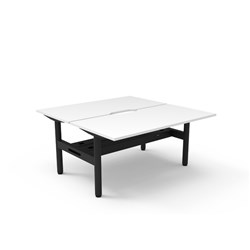 Halo Static Back To Back Workstation + Cable Tray 2 Person 1500Wx730mmH Wht/Blk