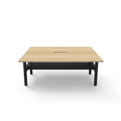 Halo Static Back To Back Workstation + Cable Tray 2 Person 1800Wx730mmH Oak/Blk