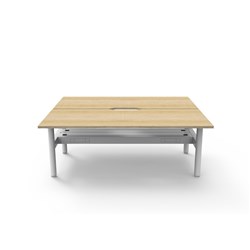 Halo Static Back To Back Workstation + Cable Tray 2 Person 1800Wx730mmH Oak/Wht