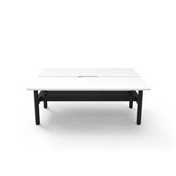 Halo Static Back To Back Workstation + Cable Tray 2 Person 1800Wx730mmH Wht/Blk