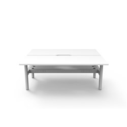 Halo Static Back To Back Workstation + Cable Tray 2 Person 1800Wx730mmH Wht/Wht