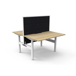Halo Static Back To Back Workstation + Screen 2 Person 1200Wx1330mmH Oak/White