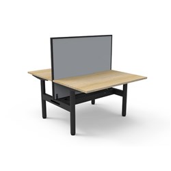 Halo Static Back To Back Workstation+Screen+Tray 2 Person 1200W x 1330mmH Oak/Blk