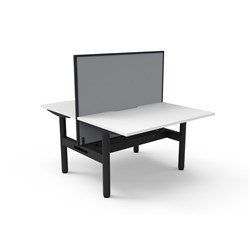 Halo Static Back To Back Workstation+Screen+Tray 2 Person 1200W x 1330mmH Wht/Blk