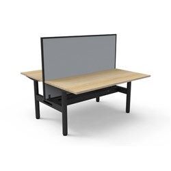 Halo Static Back To Back Workstation+Screen+Tray 2 Person 1500W x 1330mmH Oak/Blk
