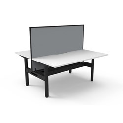 Halo Static Back To Back Workstation+Screen+Tray 2 Person 1500W x 1330mmH Wht/Blk