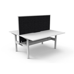Halo Static Back To Back Workstation+Screen+Tray 2 Person 1500W x 1330mmH Wht/Wht