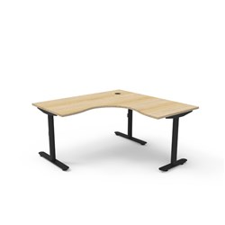 Halo Static Corner Workstation 1500/1500W x 750D x 730mmH Oak/Black