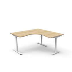 Halo Static Corner Workstation 1500/1500W x 750D x 730mmH Oak/White