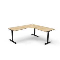 Halo Static Corner Workstation 1800/1800W x 750D x 730mmH Oak/Black